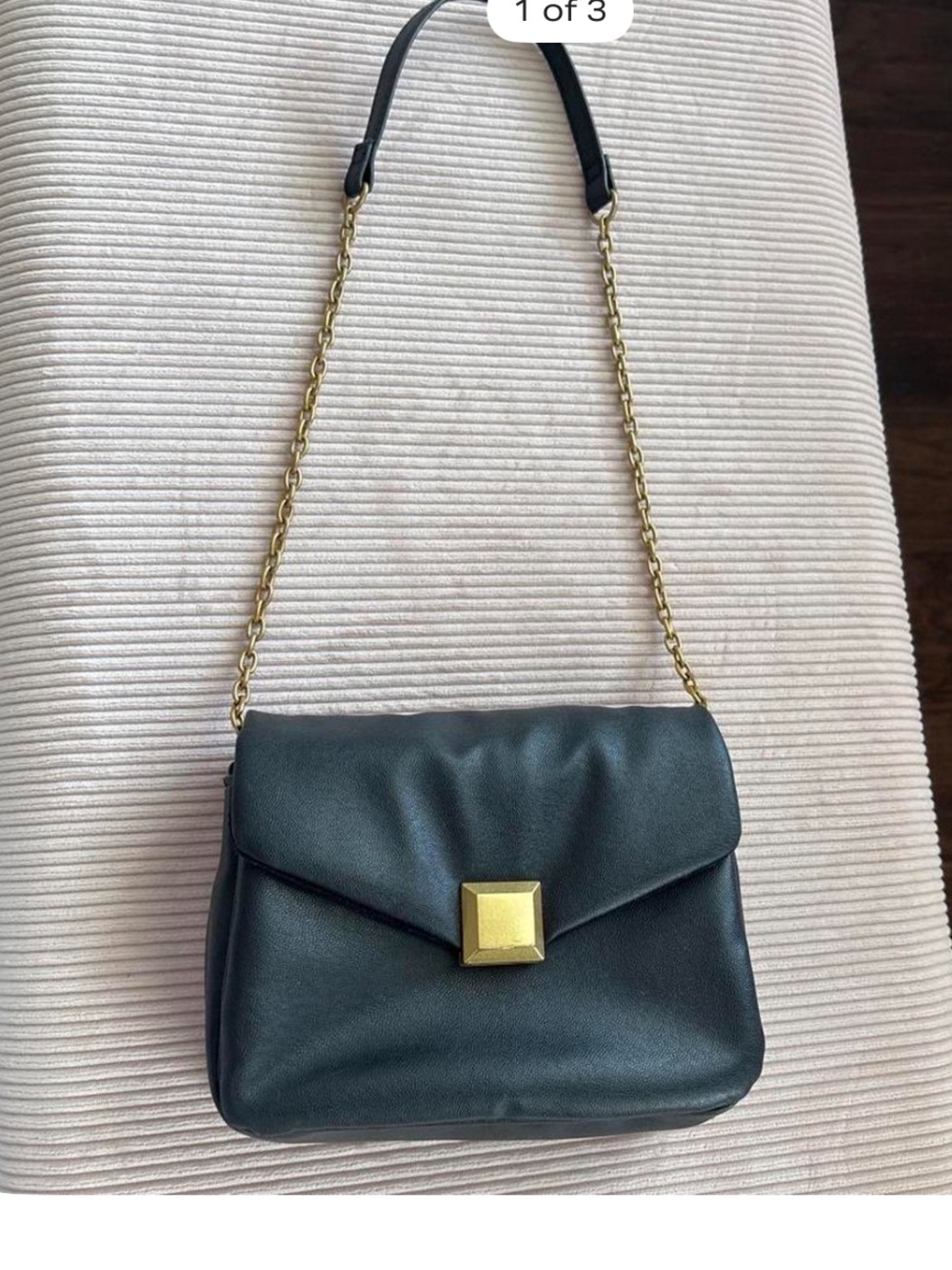 H&M Black Crossbody Bag with Gold Chain and Square Clasp